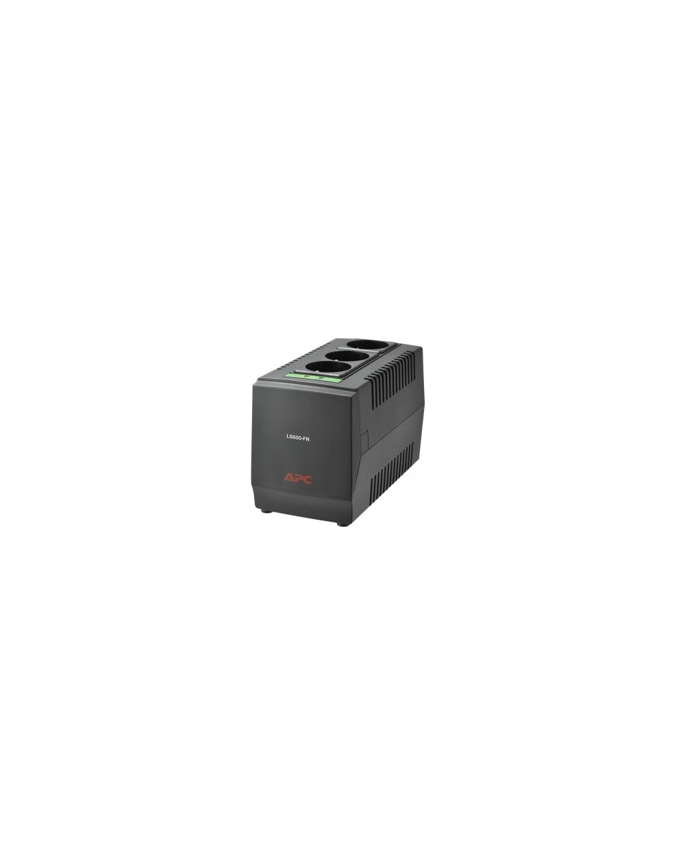 Le régulateur APC Line-R LS600-FR (300 W / 600 VA) assure une protection contre les variations de tension avec 6 prises et une compensation automatique.